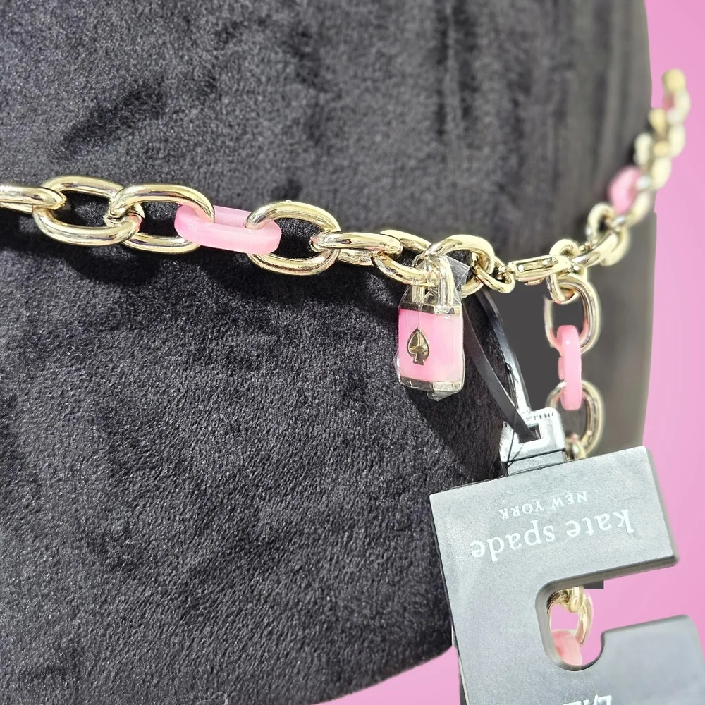 Kate Spade Belt Goldtone Pink Lock & Spade Chain Link Belt  display picture 1